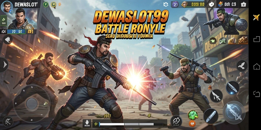 Tampilan gameplay seru di DEWASLOT99 dengan aksi Battle Royale.
