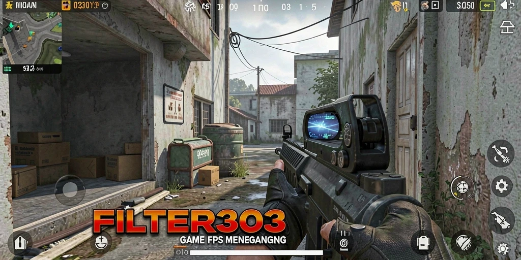 Tampilan gameplay FILTER303 saat bertempur di medan perang FPS.