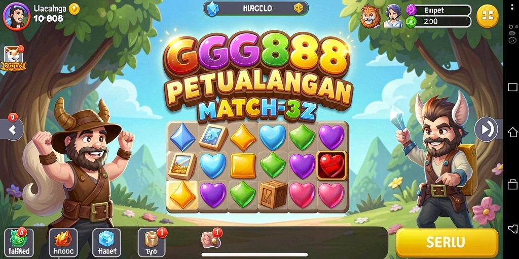 Tampilan gameplay menarik dari GGG888 dengan permata warna-warni.