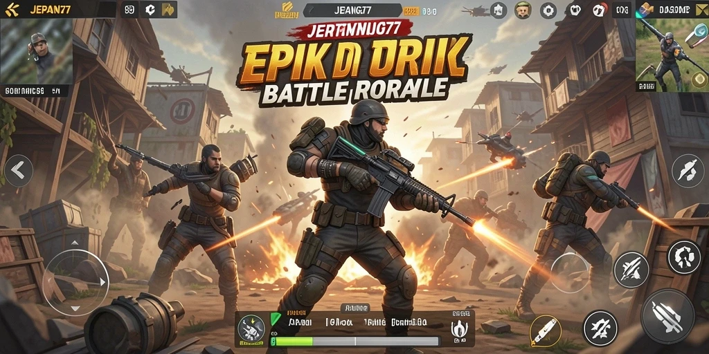 Tangkapan layar utama JEPANG77 dengan aksi Battle Royale yang mendebarkan.