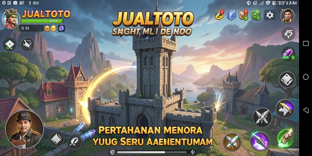 Tampilan gameplay menara pertahanan yang mendebarkan di JUALTOTO.