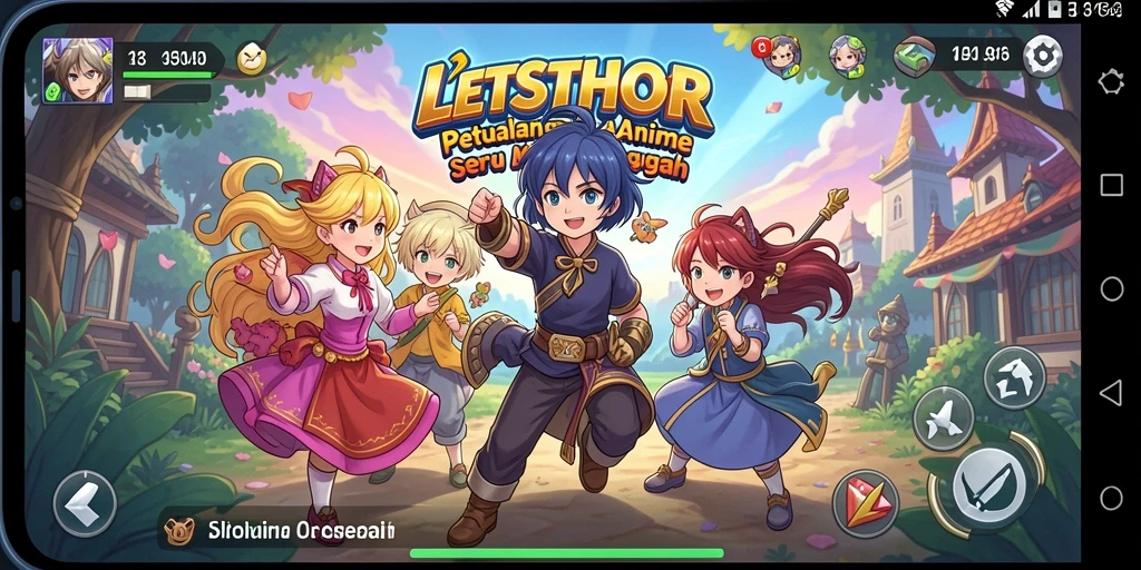 Screenshot gameplay LETSTHOR menampilkan aksi pertarungan karakter Anime.