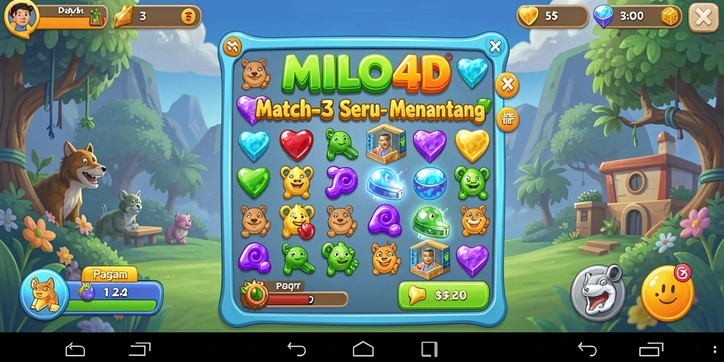 Screenshot gameplay <strong>MILO4D</strong> memperlihatkan kombinasi warna-warni yang menyenangkan.