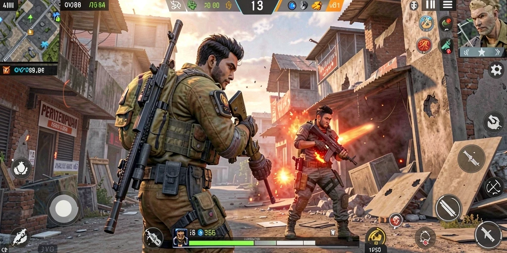 Tangkapan layar OVO88 menampilkan aksi pertempuran FPS yang mendalam.