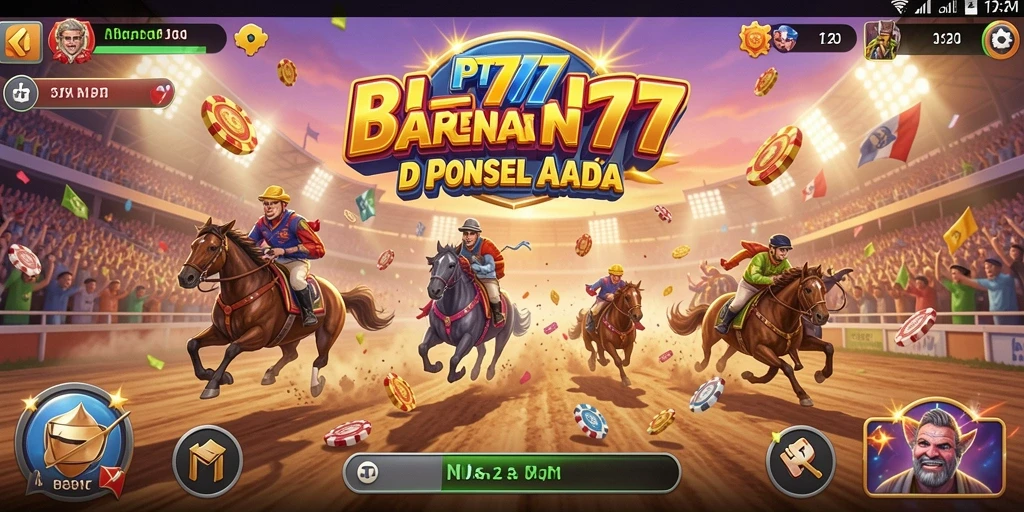 Screenshot utama PT777 menunjukkan aksi balapan yang cepat dan mendebarkan.
