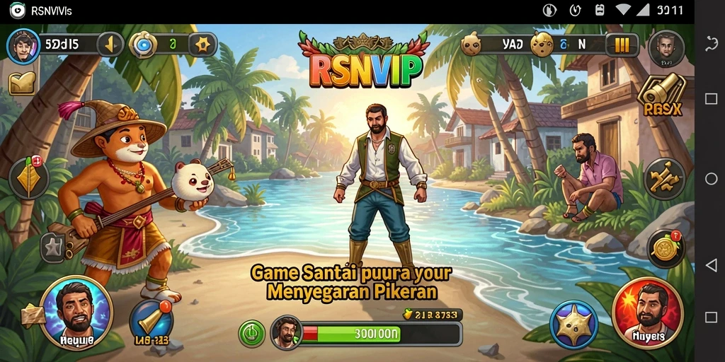 Tangkapan layar menunjukkan gameplay santai dalam RSNVIP, penuh warna dan menghibur.