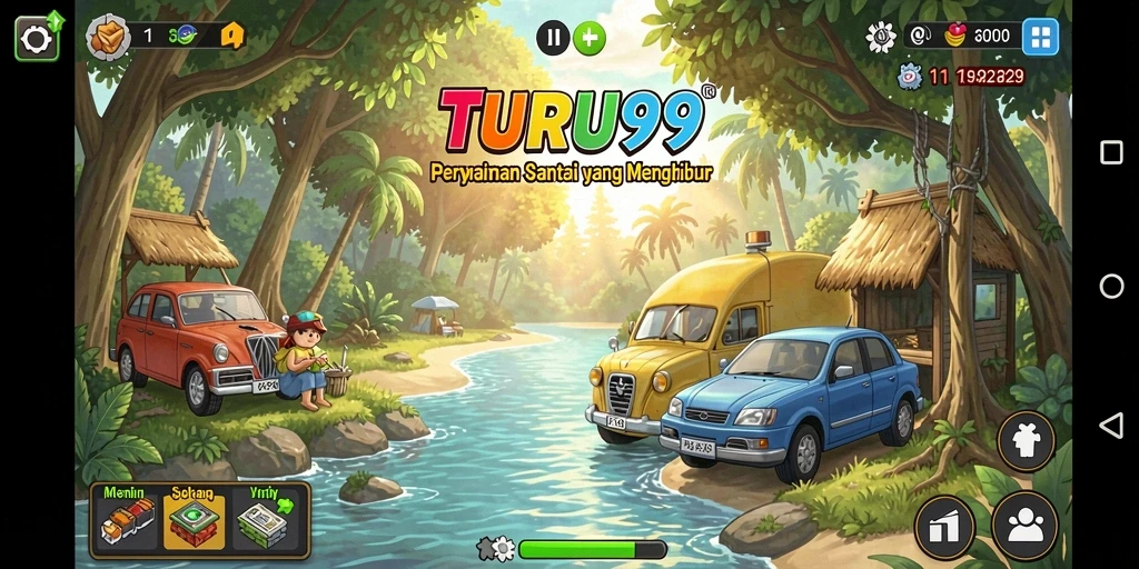 Tangkapan layar TURU99 menampilkan gameplay yang ceria dan menyenangkan.